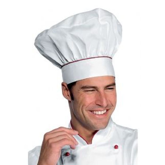 Cappello cuoco Bianco+Rosso, cotone
