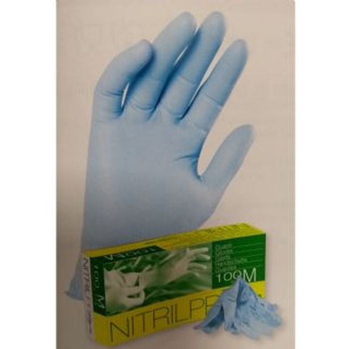 Guanto monouso sintetico in nitrile senza polvere, azzurro, conf. da 100 pz