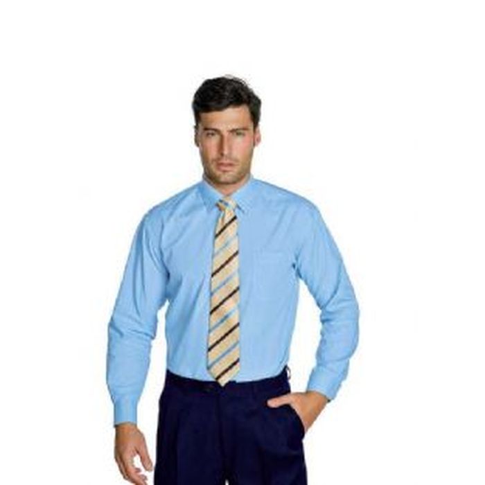 Camicia unisex, classica, Azzurro,manica corta o lunga