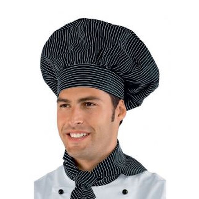 Cappello cuoco Vienna nero gessato, cotone