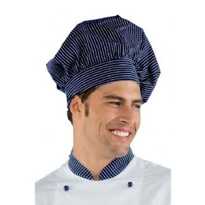 Cappello cuoco Vienna gessato blu, cotone