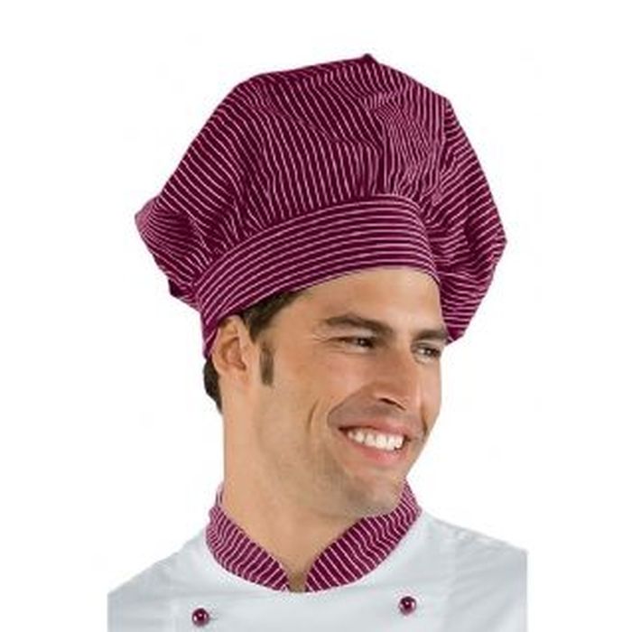 Cappello cuoco Vienna gessato bordeaux, cotone