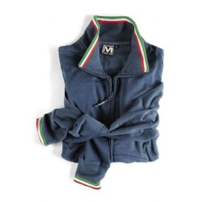 Felpa collo alto, full zip con bordini tricolore