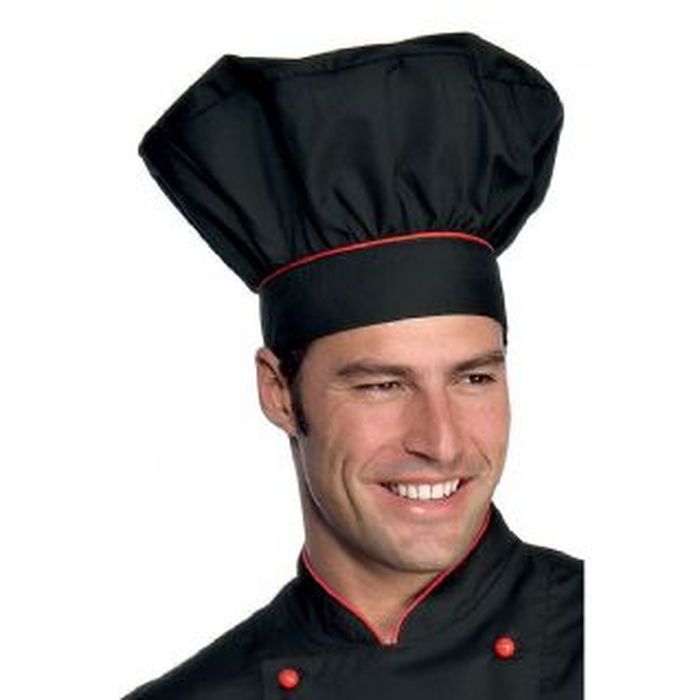 Cappello cuoco Nero+Rosso, misto cotone