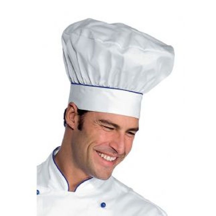 Cappello cuoco Bianco+Blu Cina, cotone