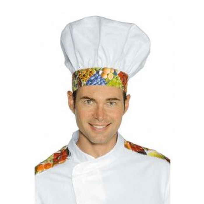 Cappello cuoco cotone,Bianco+banda Frutta
