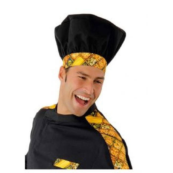 Cappello cuoco cotone,Nero+banda Pasta