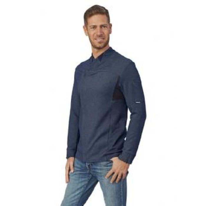 Giacca cuoco Patrick blu effetto jeans 235 gr. chiusura con zip