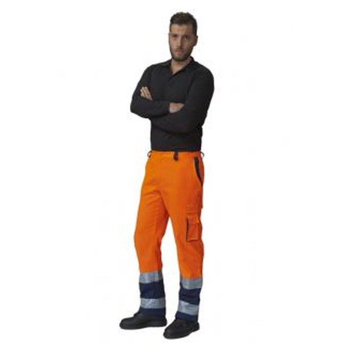 Pantalone alta visibilità Arancio/blu 60% cotone 40% poli