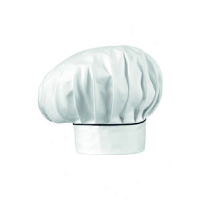 Cappello cuoco bianco Black Piping, cotone