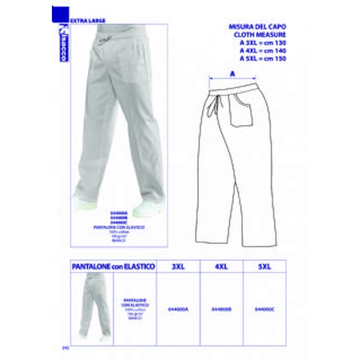 Pantalone con elastico Extralarge, 3XL-5XL, bianco