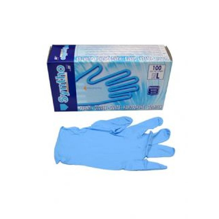 Guanto monouso sintetico in nitrile, blu-azzurro, conf. da 100 pz