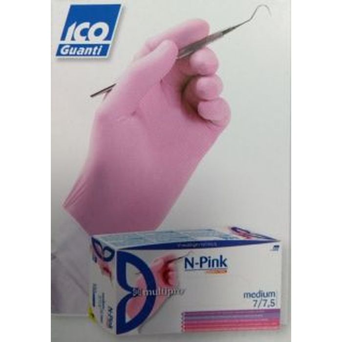 Guanto monouso medicale in nitrile, rosa, conf. da 100 pz