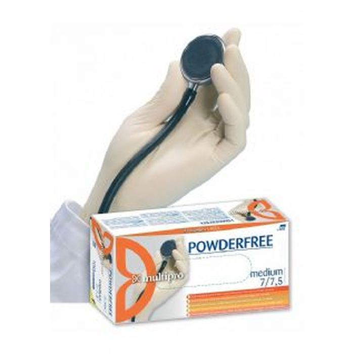 Guanto monouso medicale in latice di gomma naturale senza polvere, bianco, conf. da 100 pz