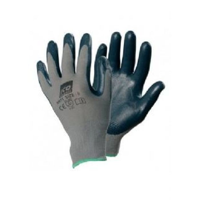 Guanto riusabile nylon+nitrile, grigio/blu, conf. da 1 paio