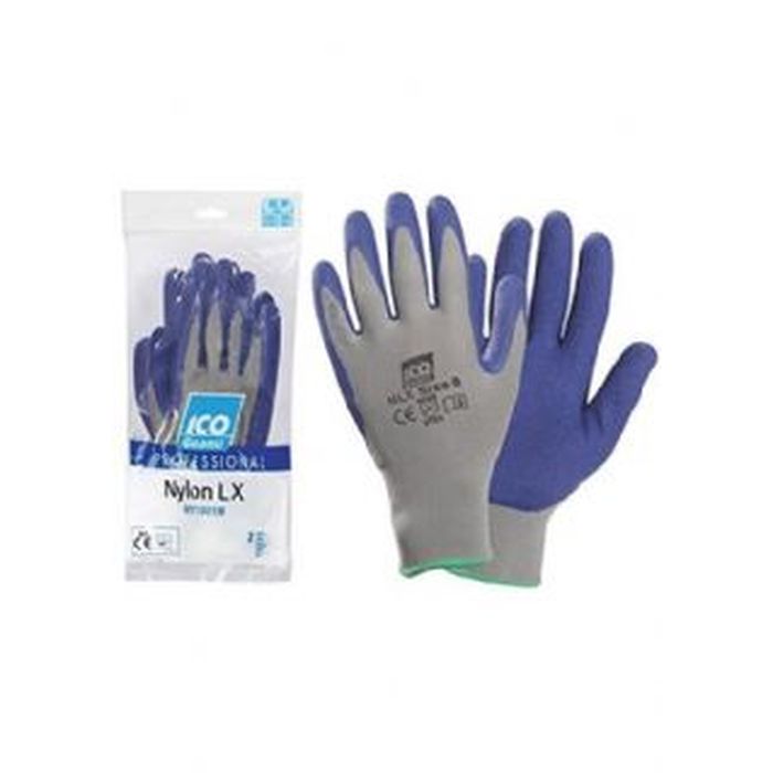 Guanto riusabile nylon+ latice di gomma, grigio/blu, conf. da 1 paio