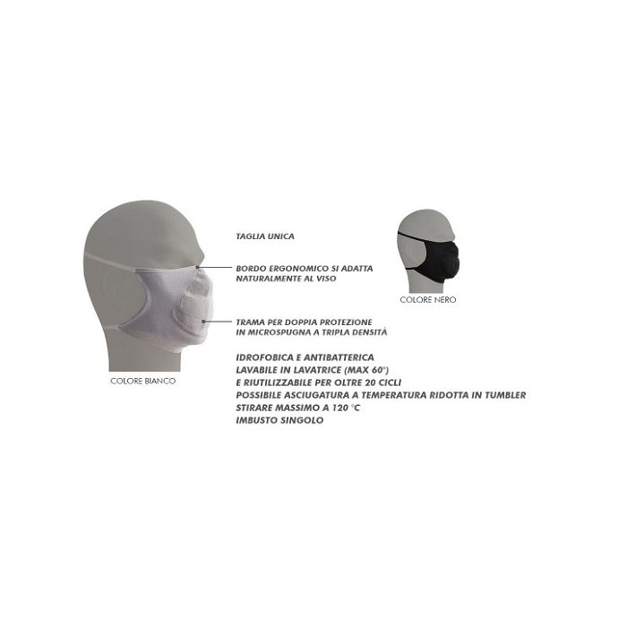 Mascherina individuale Mask Lite in poliestere elasticizzato, LAVABILE